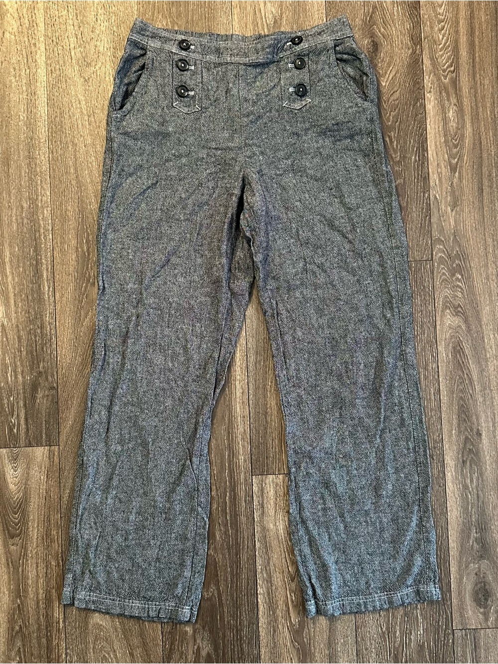 Maurices gray linen/rayon blend wide leg trousers pants Sz M office siren